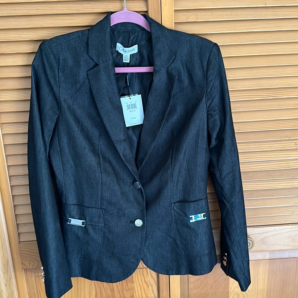 Calvin Klein Dark Gray Blazer Size 10- never worn, perfect condition.